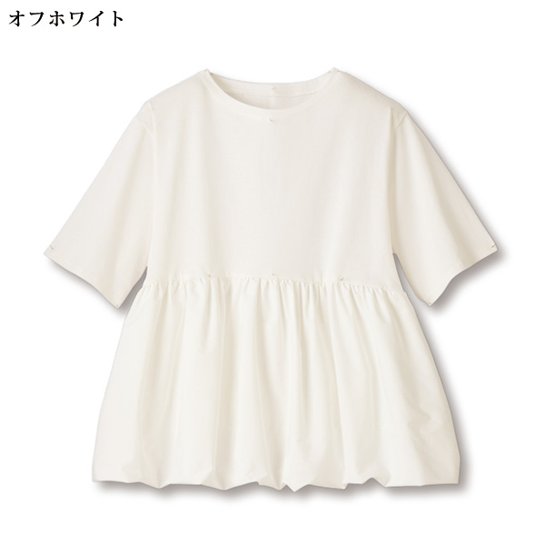 異素材使いバルーンＴシャツ