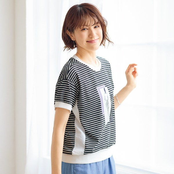 レディプリントボーダープルオーバー