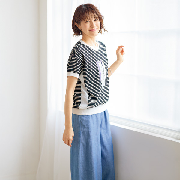 レディプリントボーダープルオーバー