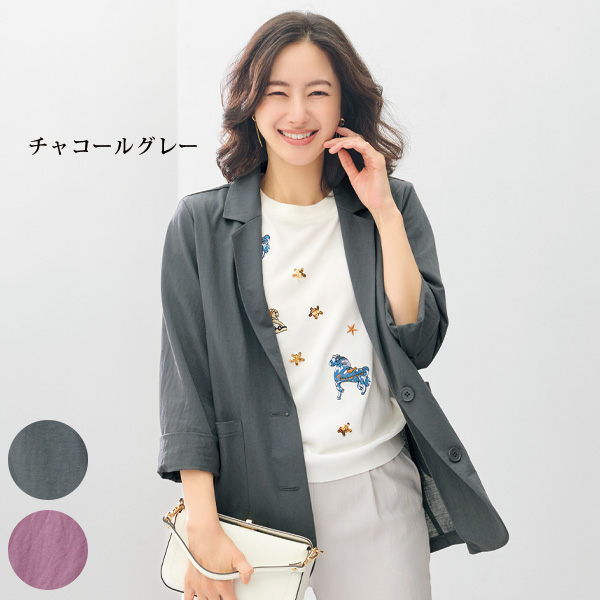 綿混シアーテーラードジャケット