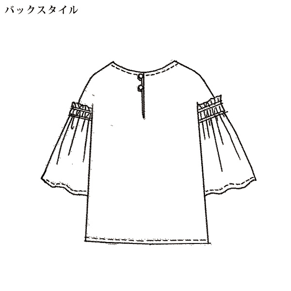 プリーツ風ドット柄ブラウス