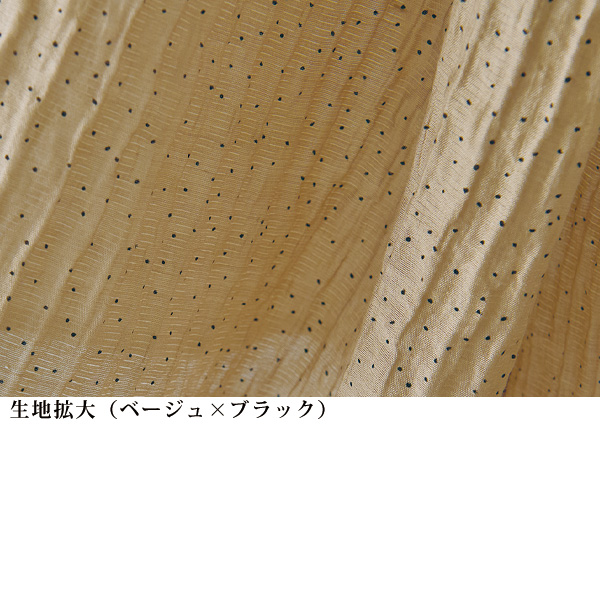 プリーツ風ドット柄ブラウス
