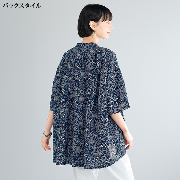 総プリントゆったりシャツ