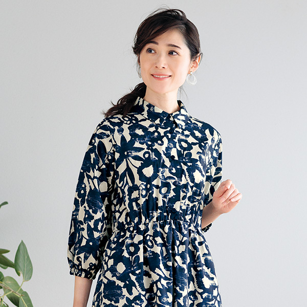 フラワープリントコットンワンピース
