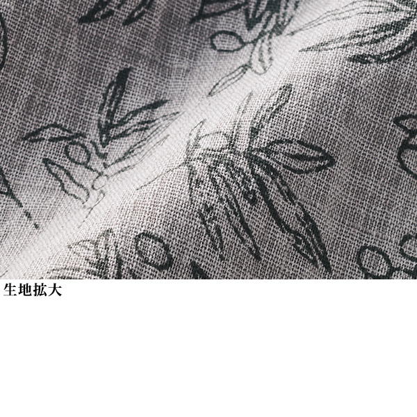 手書き風ボタニカル柄シャツチュニック