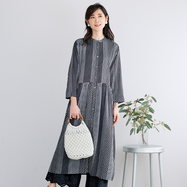 ドット＆ストライプ プリントワンピース