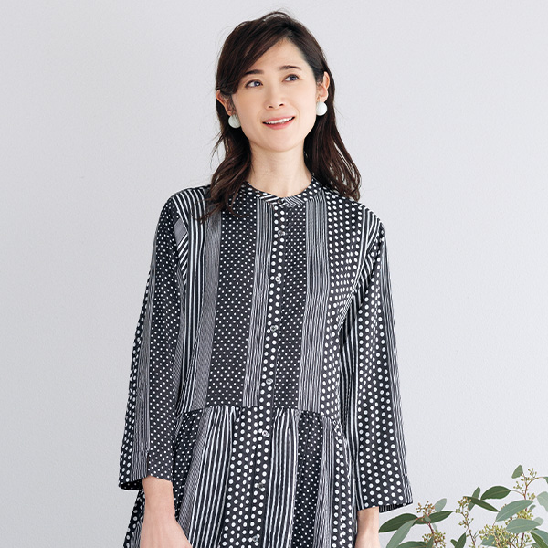 ドット＆ストライプ プリントワンピース