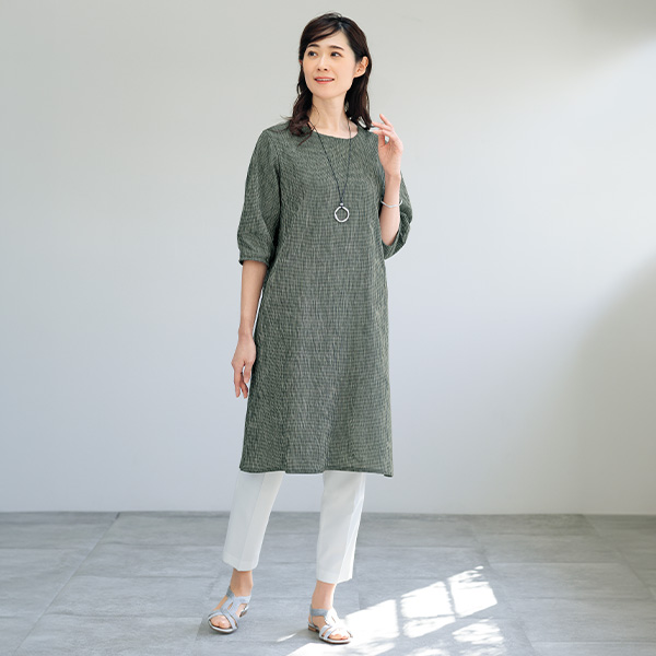 高島ちぢみ シンプルワンピース