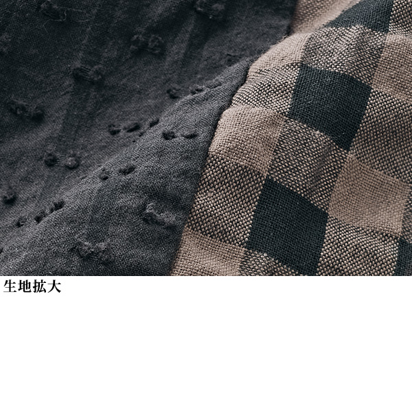 サッカー＆ドビー織切替えゆるっとブラウス