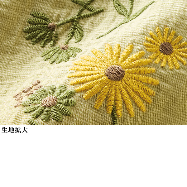 フラワー刺しゅう入りシャツ