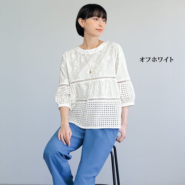 刺しゅう＆レース使いブラウス