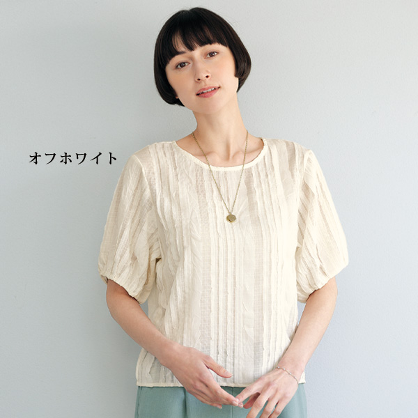 シアー素材ブラウス