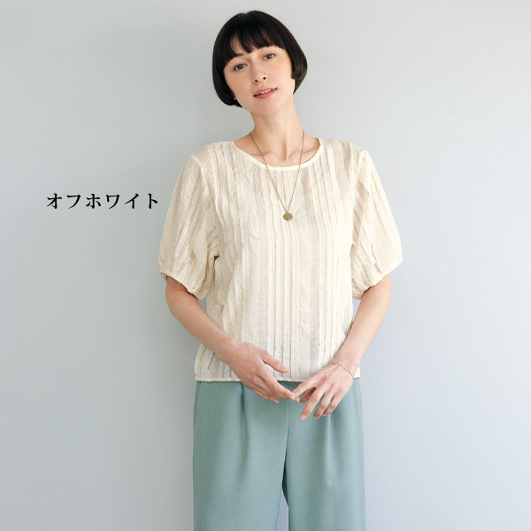 シアー素材ブラウス