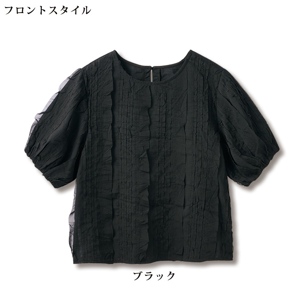 シアー素材ブラウス