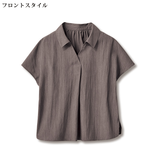 かすり調素材スキッパーシャツ 大きいサイズ M L LL 3L
