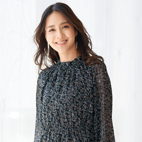 シフォンプリントワンピース