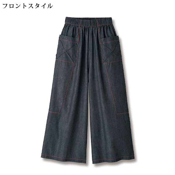 格子タックフレアパンツ 大きいサイズ M L LL 3L