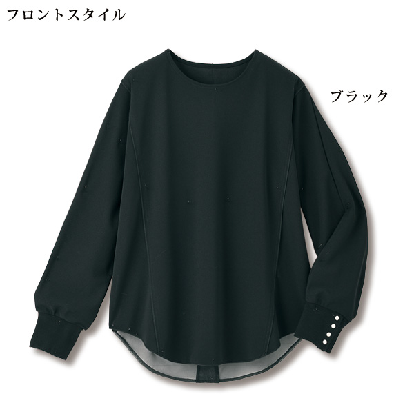カットジョーゼット異素材使いブラウス