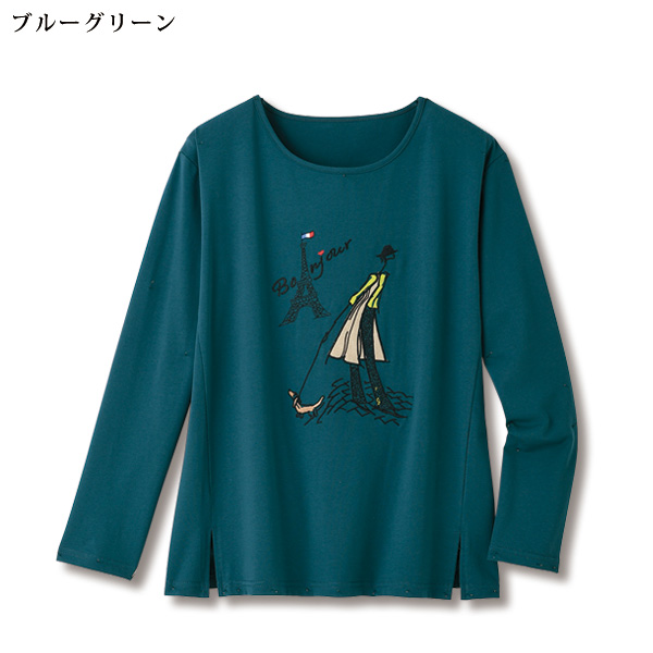 女性モチーフ刺しゅうプルオーバー