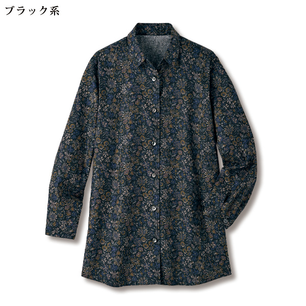 花柄プリントシャツチュニック