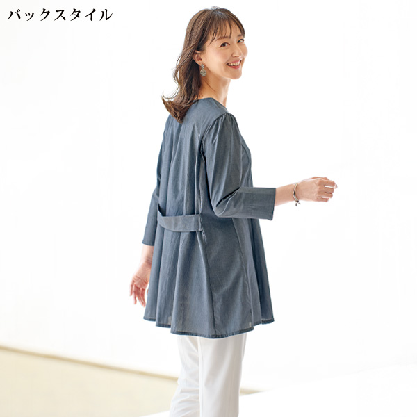 デニム調バックフレアチュニック 大きいサイズ M L LL 3L
