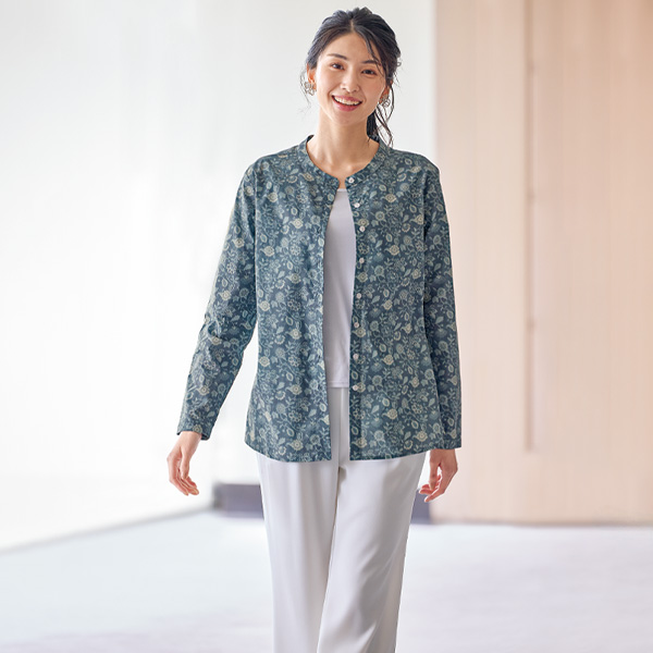 ボタニカル柄プリントシャツ