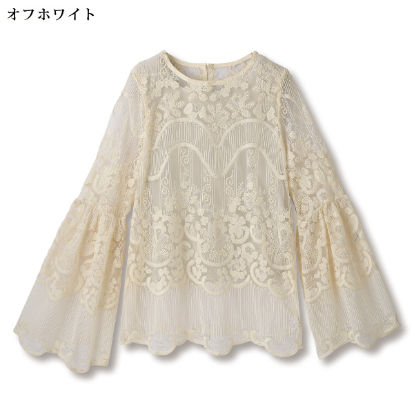 総刺しゅうフレア袖ブラウス