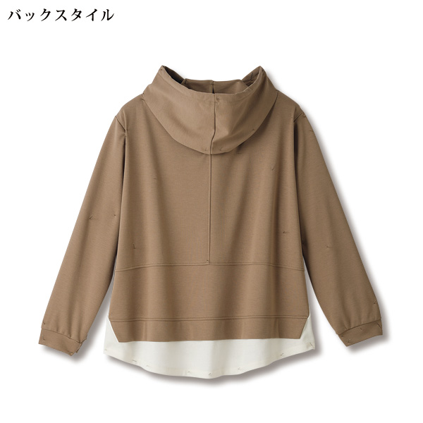 重ね着風パーカープルオーバー