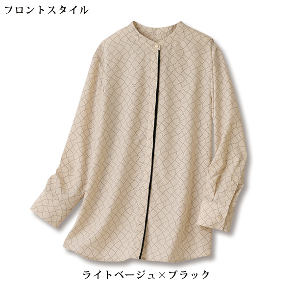 配色プリントブラウス