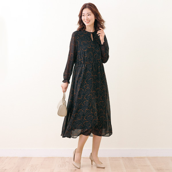 シフォンプリントワンピース