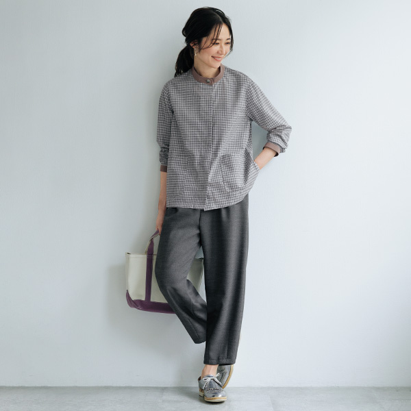 ポイント配色格子柄シャツ