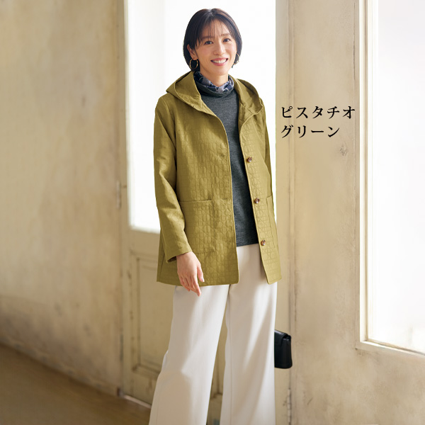 キルト風ステッチフードジャケット 大きいサイズ M L LL 3L