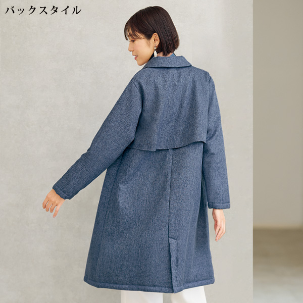 後ろデザイン薄中わた入りコート