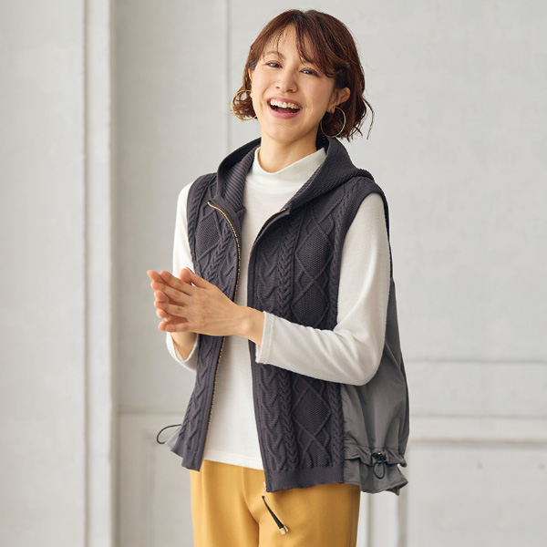 異素材ドッキングニットベスト