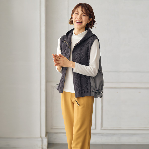異素材ドッキングニットベスト