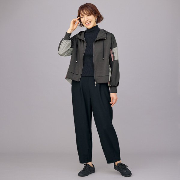 異素材配色フード付ライトジャケット