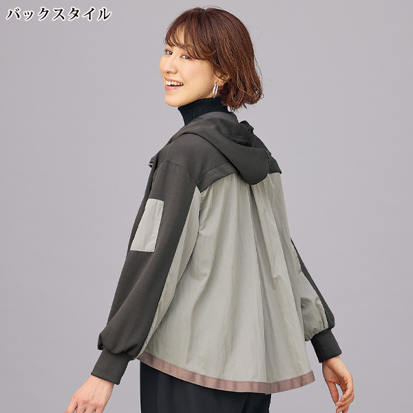 異素材配色フード付ライトジャケット
