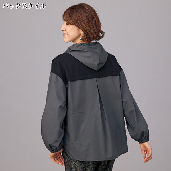重ね着風フード付ブラウス