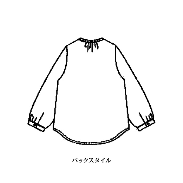 細かい千鳥柄のフリル使いブラウス