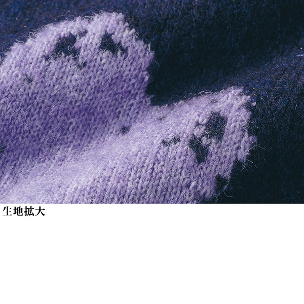 フラワージャカード編みニットベスト