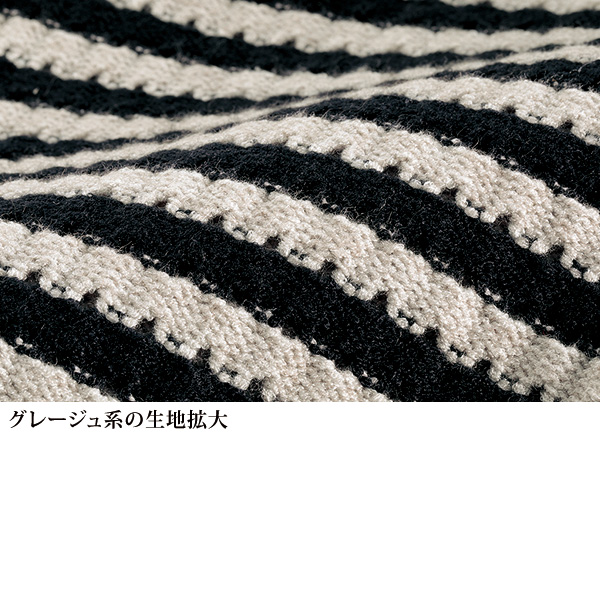 ボーダーアンサンブル風セーター（ブローチ付）