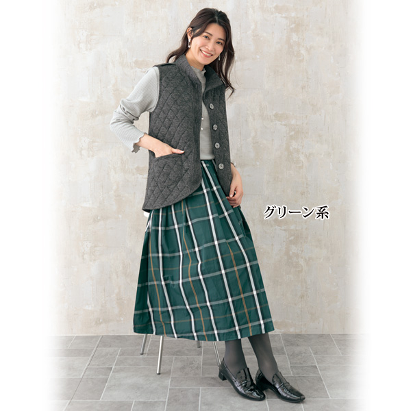 ウエストリブチェック柄スカート | 京都通販ミセスのファッション館・本店