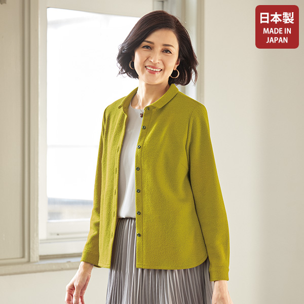ウール混ブークレーシャツジャケット | 京都通販ミセスのファッション