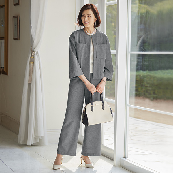 ジャージー素材ノーカラージャケット | 京都通販ミセスのファッション