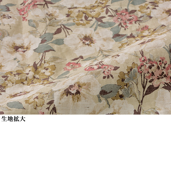 麻入り花柄プリントブラウス