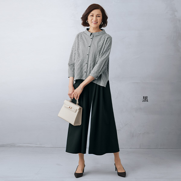 はっ水加工のストレッチワイドパンツ