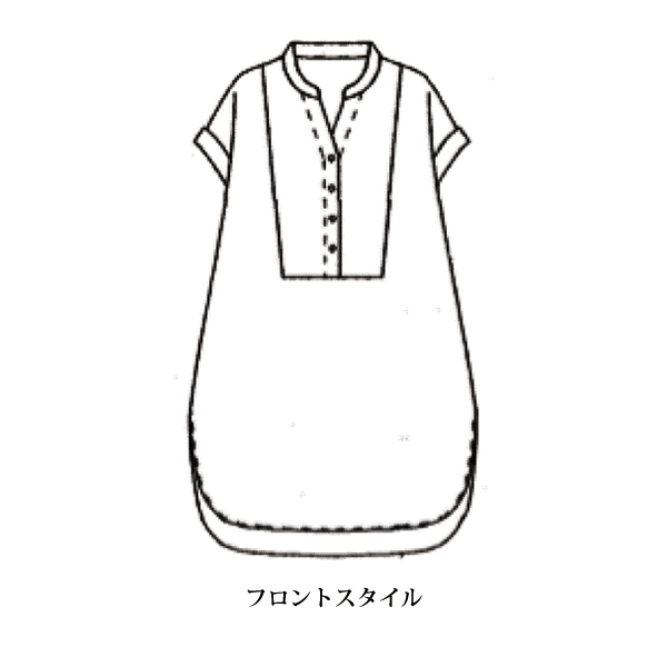 前ボタンゆったりロングチュニック