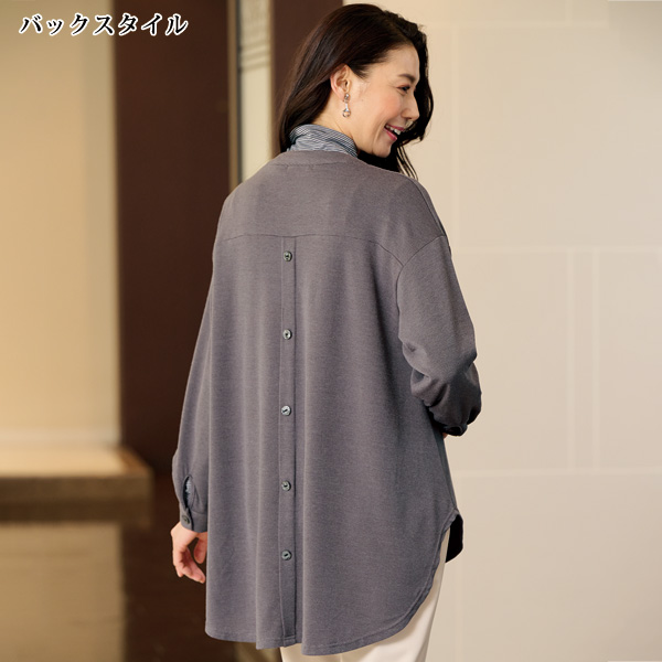 シャツ風デザインプルオーバー