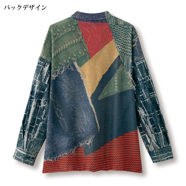 異素材使いスパンコール刺しゅうカーディガン