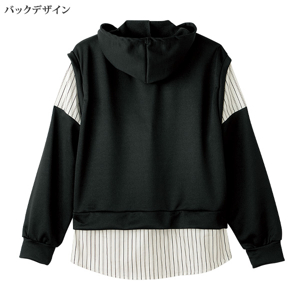ワッペン付重ね着風デザインプルオーバー